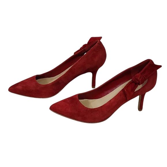 Marc Fisher Thunder red suede leather bow and cut out detail heels size 6.5‎ - Picture 9 of 9